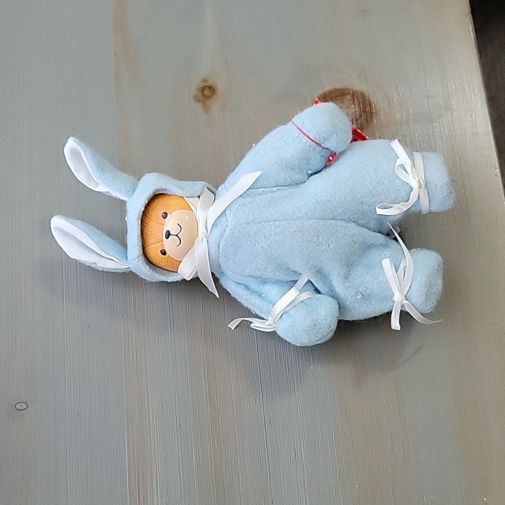 Vintage Lucy & Me Enesco Bear in Blue Bunny Suit